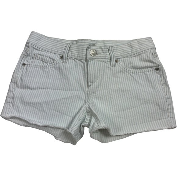 LOFT 25 / 0 Shorts Denim 31 X 3 Mini Stripe White - Picture 1 of 4
